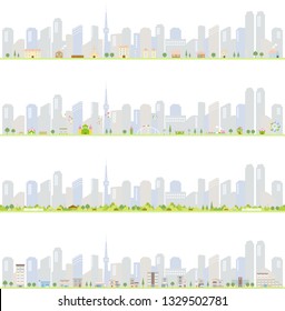 set of city and town illustration
