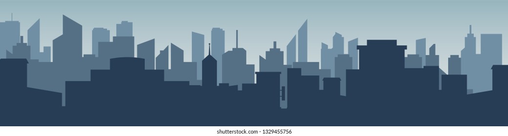 Set of cityscape background. Skyline silhouettes. Modern architecture. Horizontal banner with megapolis panorama. Building icon. Vector illustration. City silhouettes, building vector illustration.