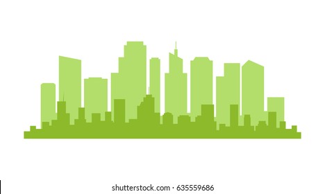 Set of cityscape background. Skyline silhouettes. Modern architecture. Horizontal banner with megapolis panorama. Flat vector illustration.