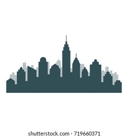 Set of cityscape background. Skyline silhouettes. Modern architecture. Horizontal banner with megapolis panorama. Vector illustration.