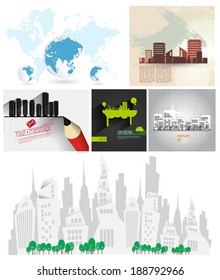 Conjunto de fondos de paisajes urbanos 