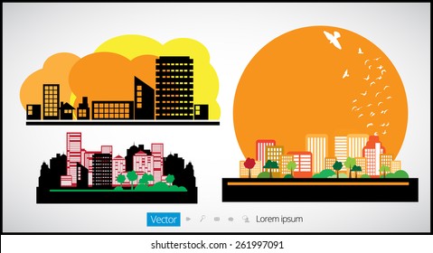 Set of cityscape backgrounds