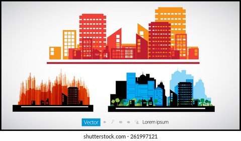 Set of cityscape backgrounds