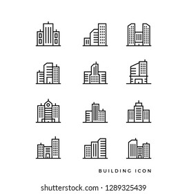 Set cityscape line icon. Set of line icons on white background. Architecture concept, building and skyscraper