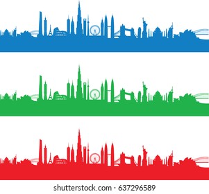 set of cityscapes