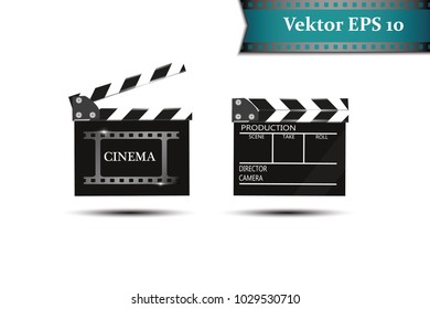 
A set of clapper, on a white background with natpisyaami kamkra.Realistichesky cinema.
