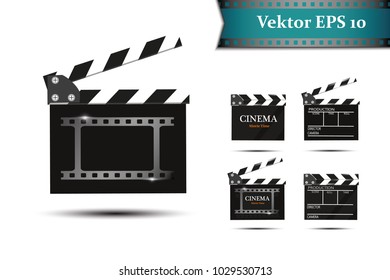 
A set of clapper, on a white background with natpisyaami kamkra.Realistichesky cinema.
