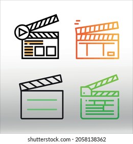 Satz von Clapperboard-Symbol, Linie einzeln oder Logo einzelne Zeichen Symbol Vektorgrafik, Umriss-und Strich-Stil Sammlung von hochwertiger Vektorgrafik,