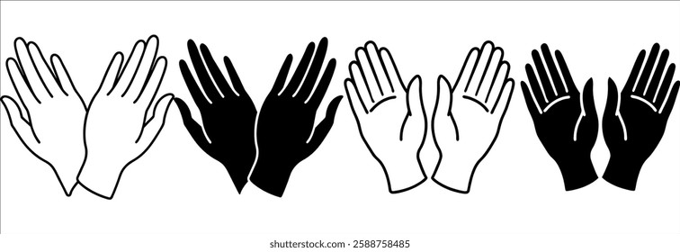  A set of clapping hand icons representing applause, appreciation, encouragement, and celebration, perfect for event graphics, social media, and business recognition.
