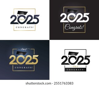 Set of Class of 2025 typography design. Vector text for design, congratulation t-shirt, banner, event, party, high school or college graduate. Design poster, banner class of 2025 typography poster.