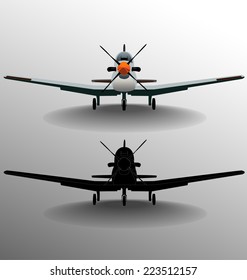 Set of classic airplanes, vintage vector illustration.
