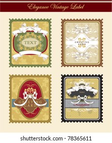 set of classic antique vintage labels. vector greeting card