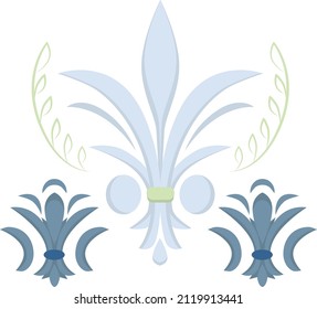  Set of classic backgrounds. French vintage ornament with lily flowers. Victorian medieval emblem. Heraldic royalty motif with french Lily. Floral texture.