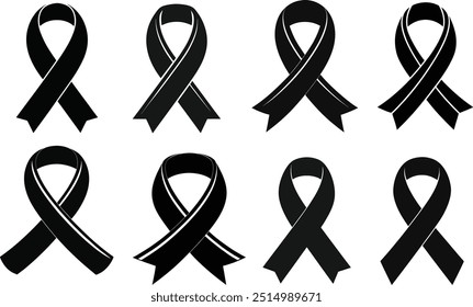 Conjunto de design de vetor de silhueta de fita de preto clássico