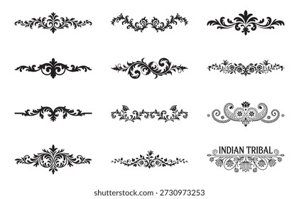 Un conjunto de bordes y divisores decorativos clásicos en blanco y negro
