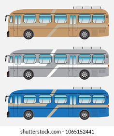 Set of Classic  Bus or Intercity 12 Meter Bus Vector and Illustration