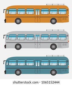 Set of Classic  Bus or Intercity 12 Meter Bus Vector and Illustration