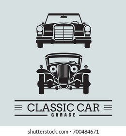Set Classic Car Front View Icon Vector Illustrations