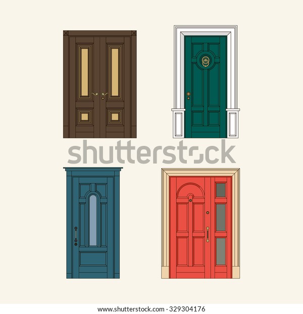 Set Classic Doors Stock Vector (Royalty Free) 329304176