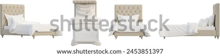 Set of Classic Elegant Bed isolated on transparent background. 3D render