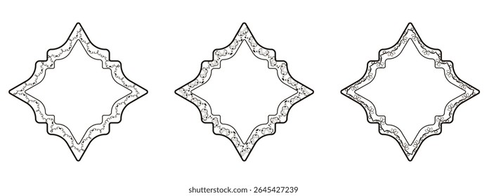Definir o design clássico da arte Eslimi Tazhib. Coleção de vetor design de arte iraniana ideal para design de modelo de caixa de texto. Área floral oriental para bolha de mensagem de texto. EPS 10