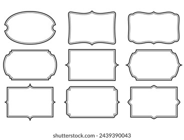 Set of classic frames drawn with simple lines.