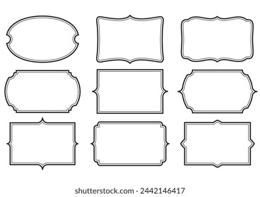 Set of classic frames drawn with simple lines.