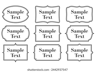 Set of classic frames drawn with simple lines.