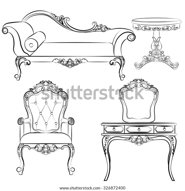 Set Classic Furniture Rich Baroque Ornaments Stock Vector (Royalty Free ...