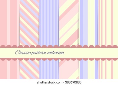 Set of classic geometric patterns. Seamless vector patterns under mask. Isolated