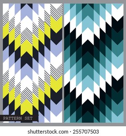 Set of classic geometric seamless patterns. Traditional vector backgrounds collection.