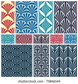 Set of classic geometric seamless patterns. Traditional vector backgrounds collection.