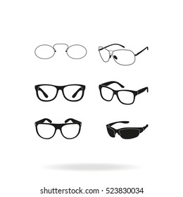 Set of classic glasses.