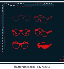 Set of classic glasses.