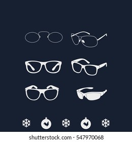 Set of classic glasses vector icon.