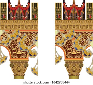 Satz klassischer Goldsäulen in verschiedenen Stilen. Vektorillustration-Grafiken