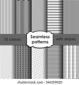 Set of classic grey seamless striped patterns. EPS10