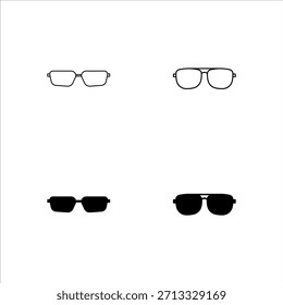 Set of Classic Iconic Glasses Silhouettes in Black and White for Creative Design Use, vector illustration, eps10