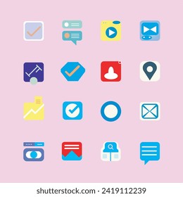 Set of classic Icons. Simple Flat Style. Business, internet, web design, android, iphone, mobile