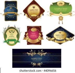 Set of classic labels. Valentine's day card. All elements and textures are individual objects. Vector illustration scale to any size.