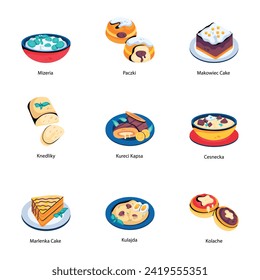 Set of Classic Meal Servings Flat Icons 

