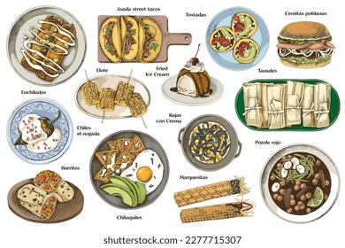 A set of classic Mexican dishes.