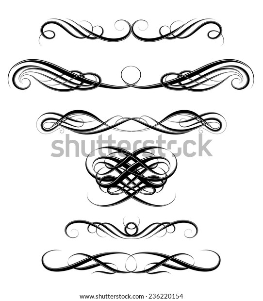 Set of classic page borders with vintage\
calligraphy ornaments
