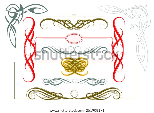 Set of classic page borders with vintage\
calligraphy ornaments
