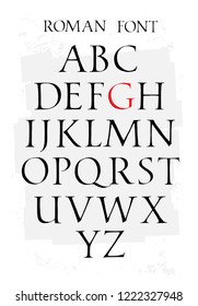 Set of classic roman font. Vector. Capital letters. Uneven ancient font. Letters symbols for the design of a poster, flyer or presentation. Signs for the logo. All letters are separate.