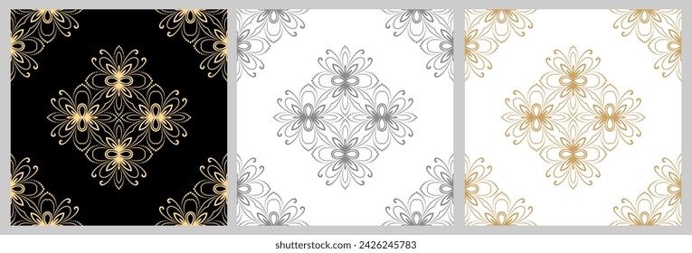 Set of classic seamless vector patterns. Collection of orient ornaments. Classic vintage backgrounds. Orient patterns