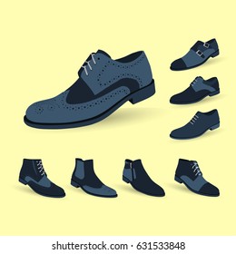 Set of classic shoes for men. vector