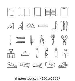 A set of classic stationery illustrations. Made with simple lines.