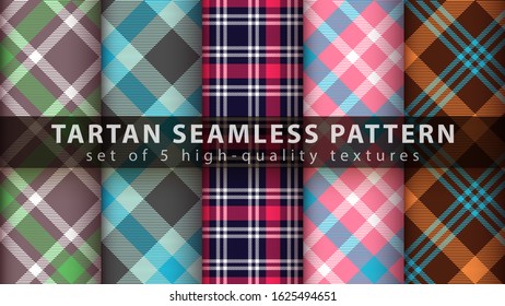 Set classic tartan seamless pattern