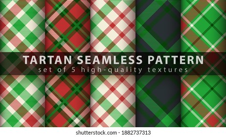 Set classic tartan seamless pattern. 